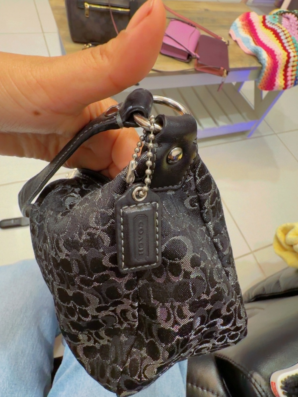 Black Patterned Shoulder Bag - Picture 2 of 4